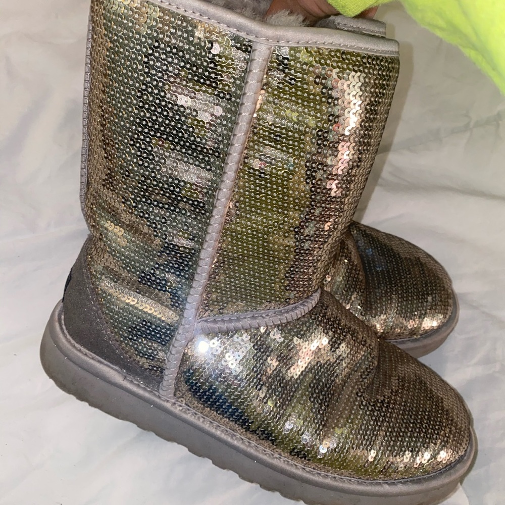 Silver sparkly sequin UGGs